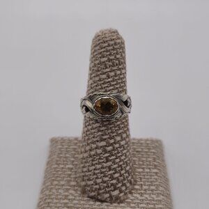 Size 7 Sterling Silver Handmade Golden Citrine Gem Floral Ring A1829